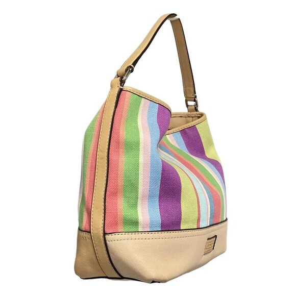 COACH - Beige Light Brown Multi Canvas Leather Handbag - Picture 2 of 10